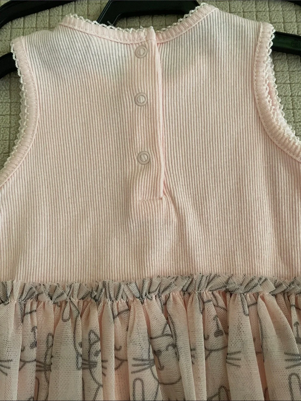 Absorba Pale Pink Cat-Print Tulle Dress 18 Mo. NWT